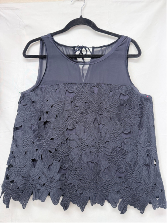 Ann Taylor Tops - Women's Ann Taylor Petite Black Lace Sleeveless Blouse Size LP